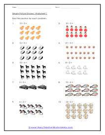 Picture Division Worksheets