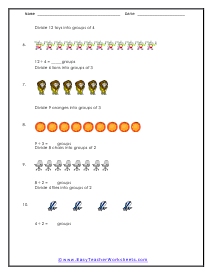 Picture Division Worksheets