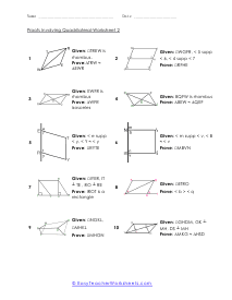 Proofs Involving Quadrilaterals Worksheets