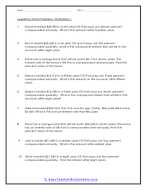Logarithm Word Problems Worksheets