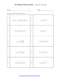 Polynomial Division Worksheets
