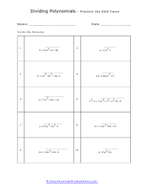 Polynomial Division Worksheets