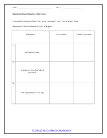 Integer Word Problems Worksheets