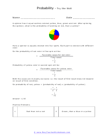 Probability Word Problems Worksheets