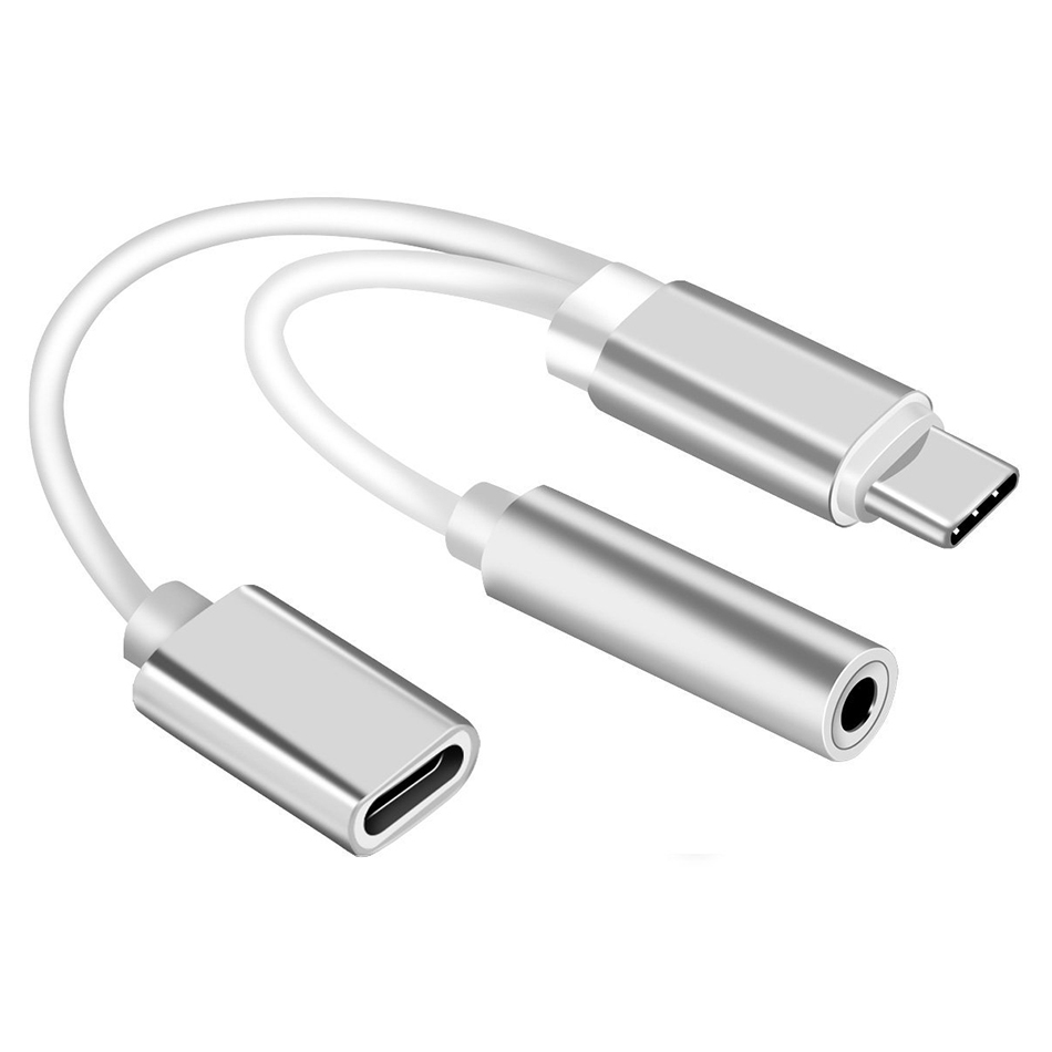 USB type C plug to stereo 3.5 mm audio adapter cable 15cm with extra