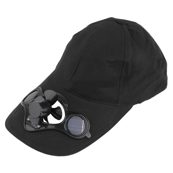 Stylish Baseball Hat/Cap with Solar Powered Cooling Fan Black (OEM