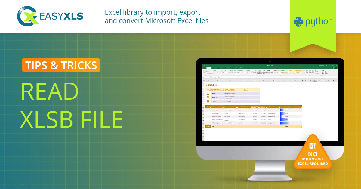 Read Excel XLSB file in Python EasyXLS Guide