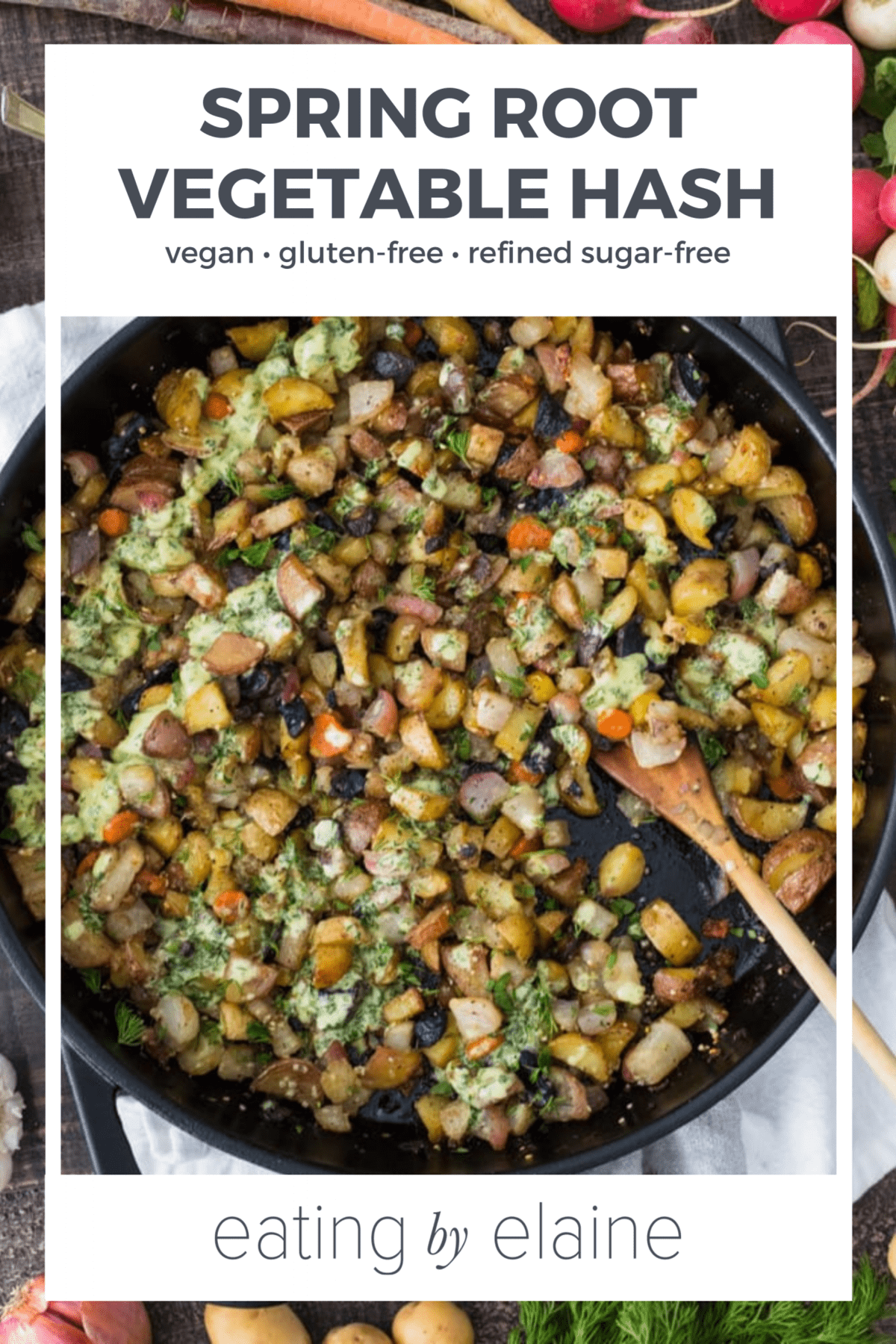 Spring Root Vegetable Hash with Creamy Herb Sauce Eating by Elaine