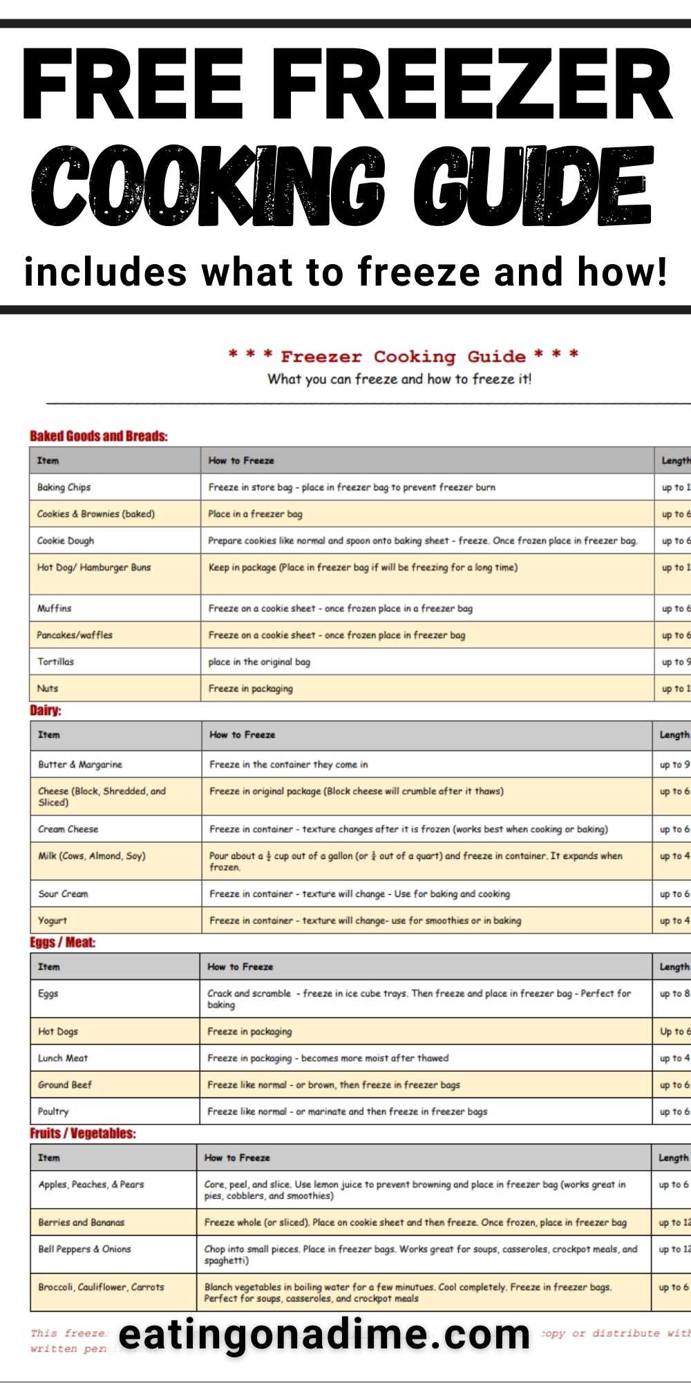 freezer cooking guide free freezer cooking guide printable
