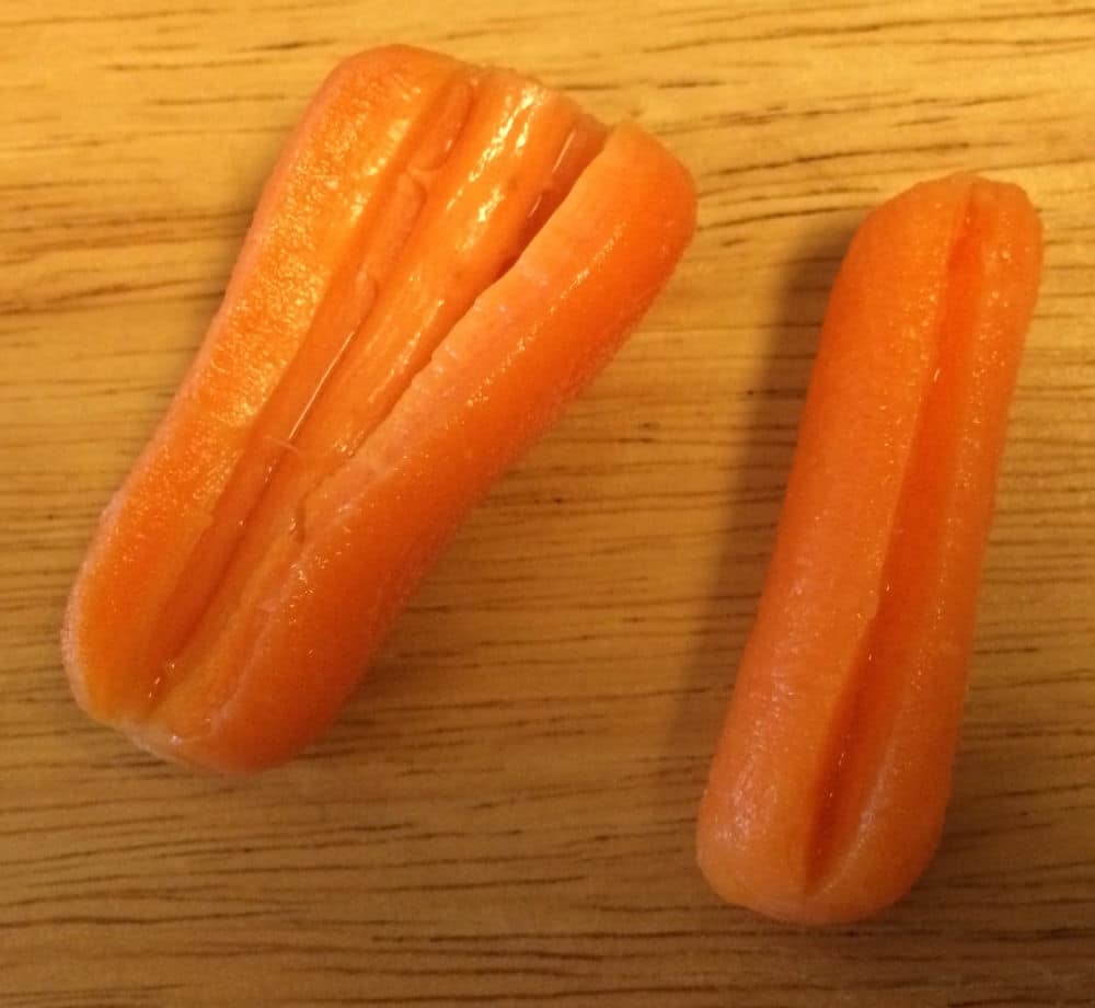 The carrots split!
