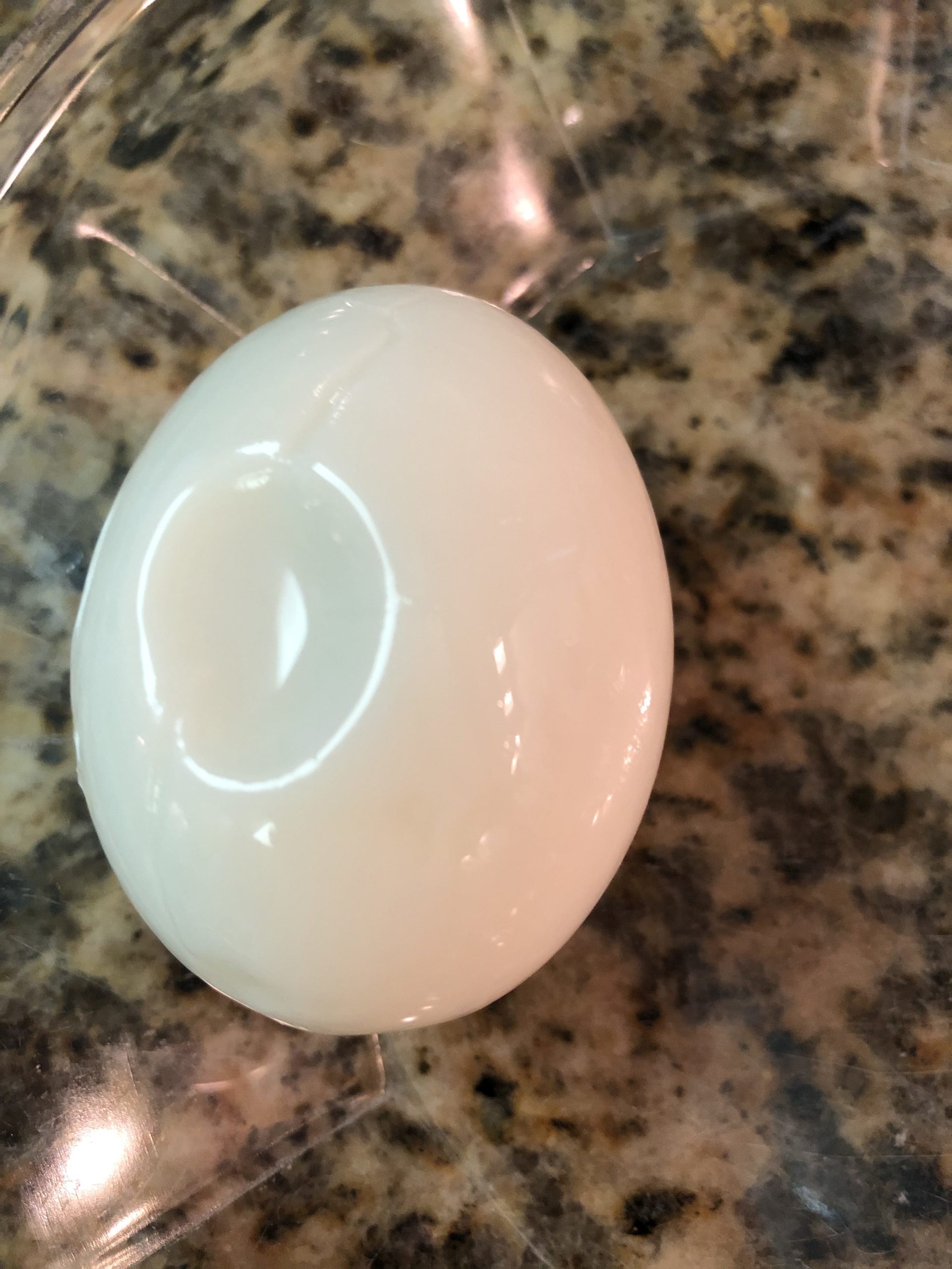 Large dimple in hardboiled egg