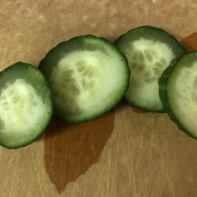 Cucumber with "watersoaked" areas
