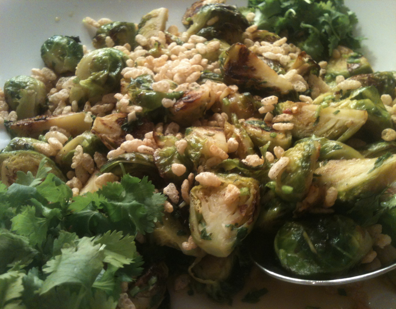Eat to Beat Roasted Brussels Sprouts with Chili, Lime, and Cilantro Vinaigrette