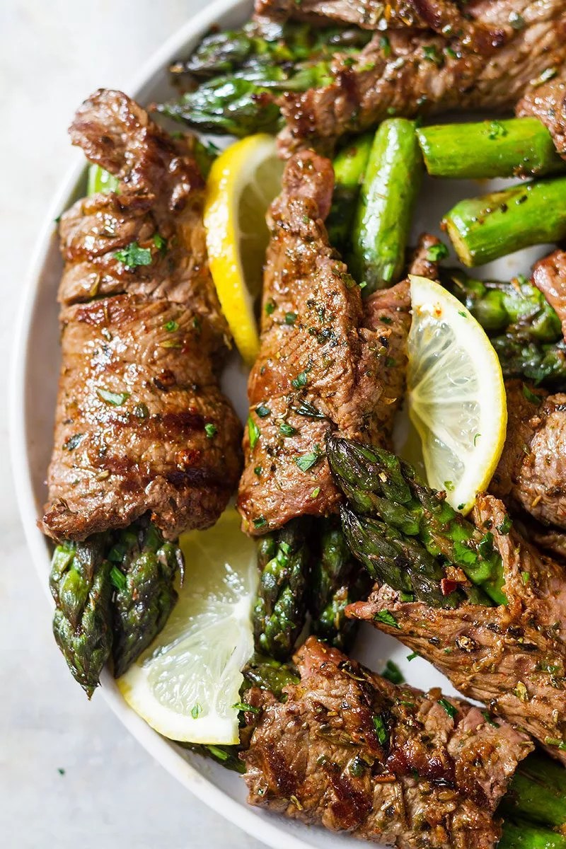 An excellent source of calcium. Grilled Steak Fajita Roll-Ups Recipe with Asparagus