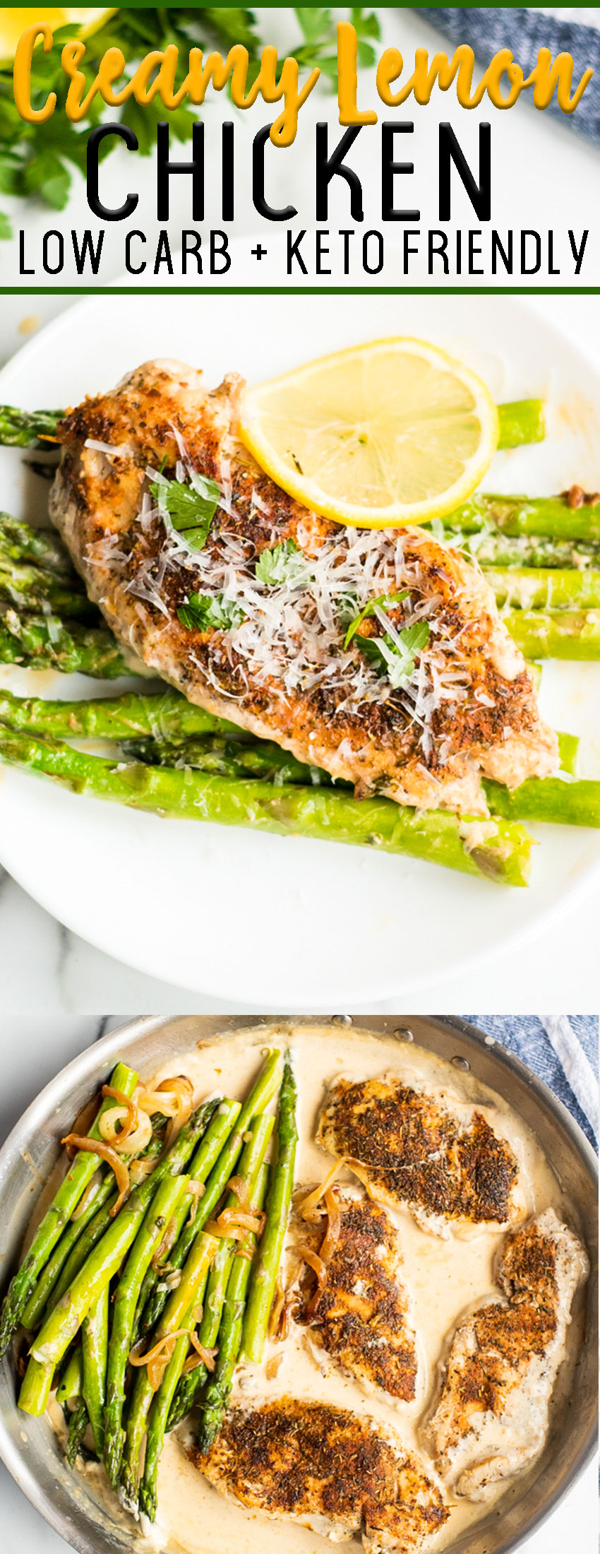 Creamy Lemon Chicken and Asparagus (Low Carb, Pan Seared, KetoFriendly