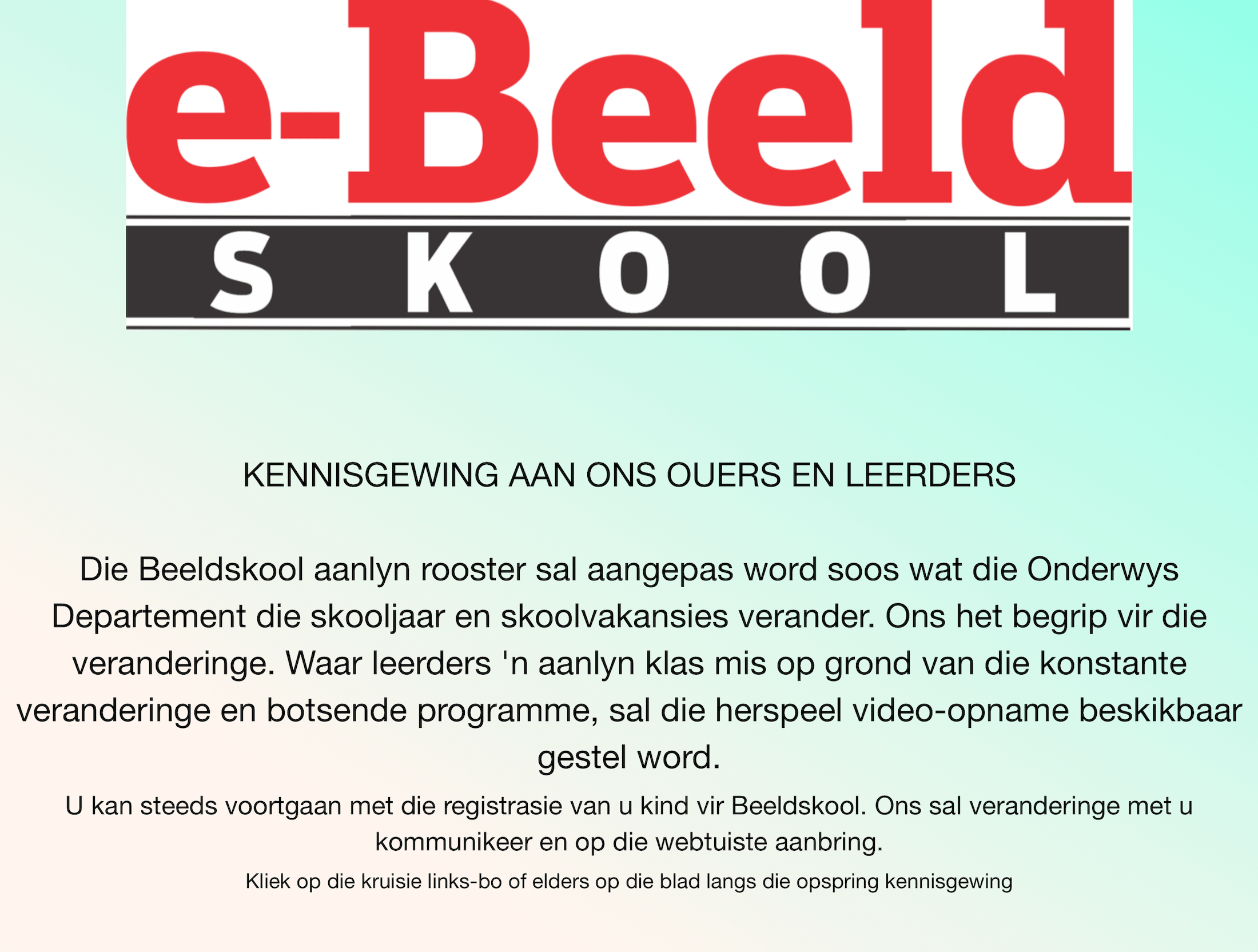 Beeldskool April Vakansie graad 12 aanlynklasse