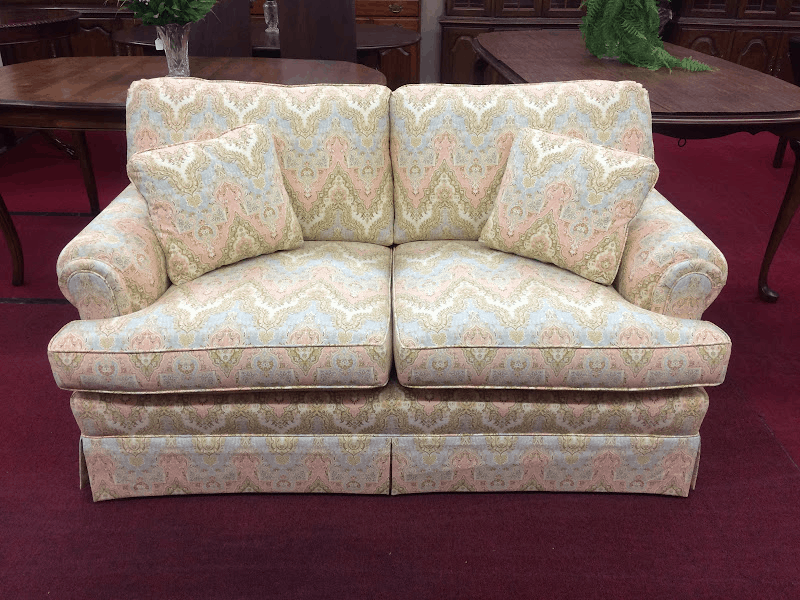Best Price Vintage Loveseat, Pastel Fabric For Sale