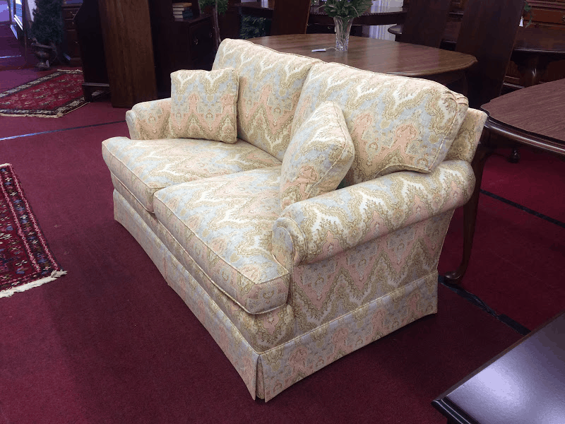 Best Price Vintage Loveseat, Pastel Fabric For Sale