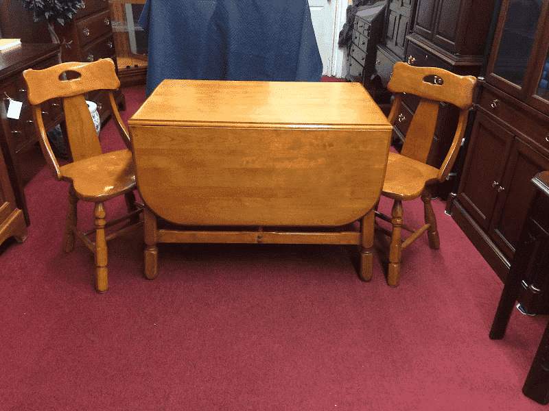 Vintage Drop Leaf Table and Chairs, Solid Maple Furniture