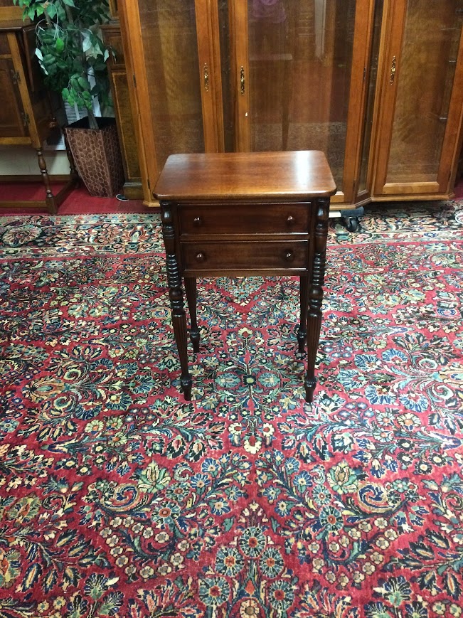Best Price Vintage End Table, Two Drawer Table, Mahogany End Table For Sale
