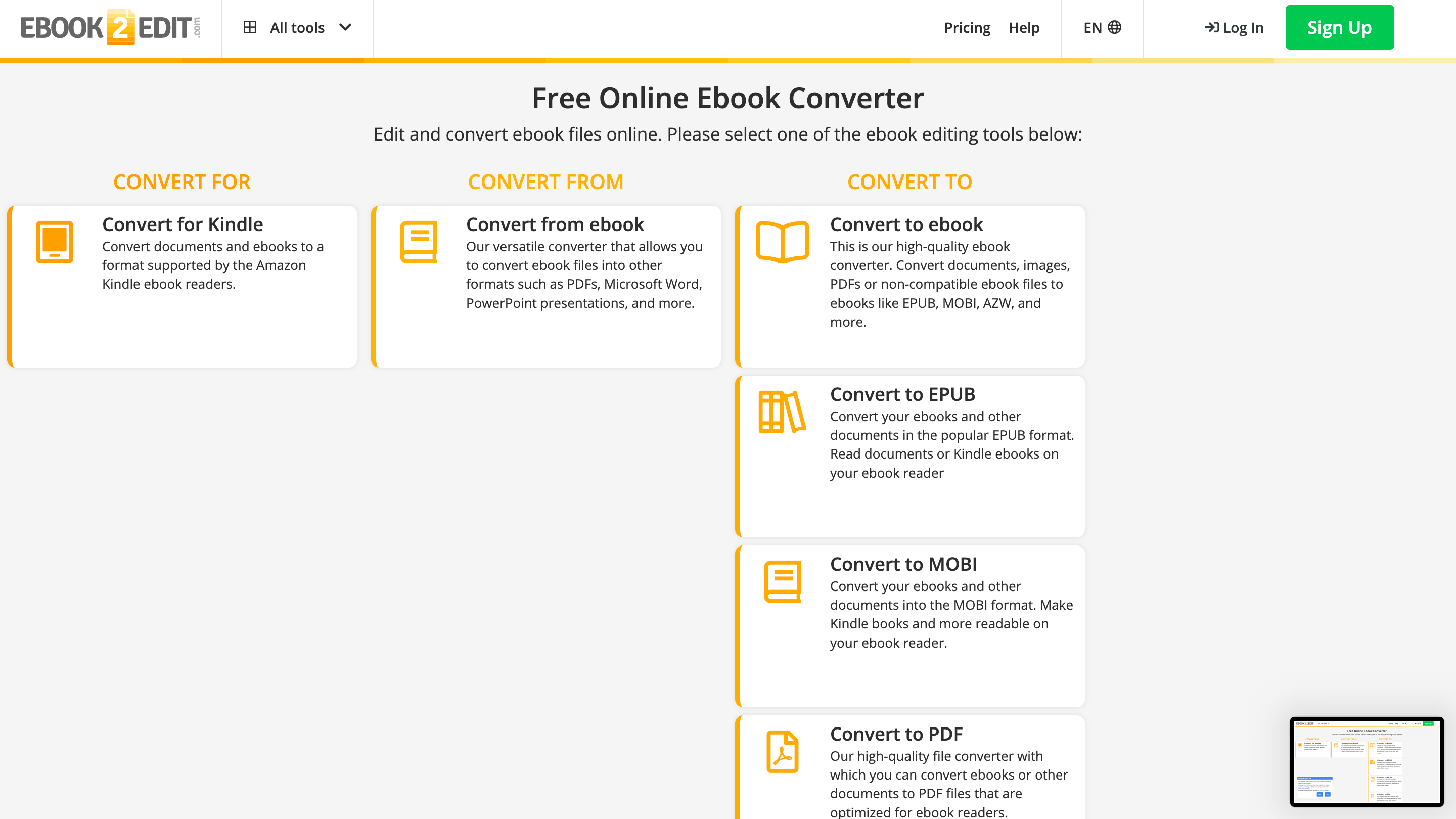 Online ebook editor and ebook converter