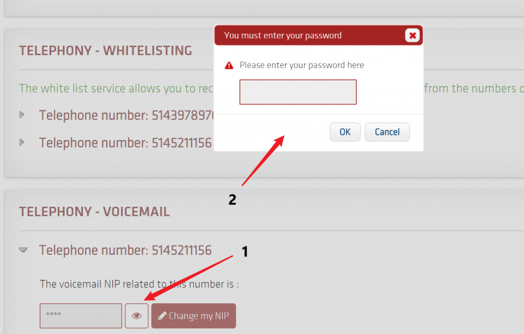 How do I change the PIN of my voicemail box? EBOX
