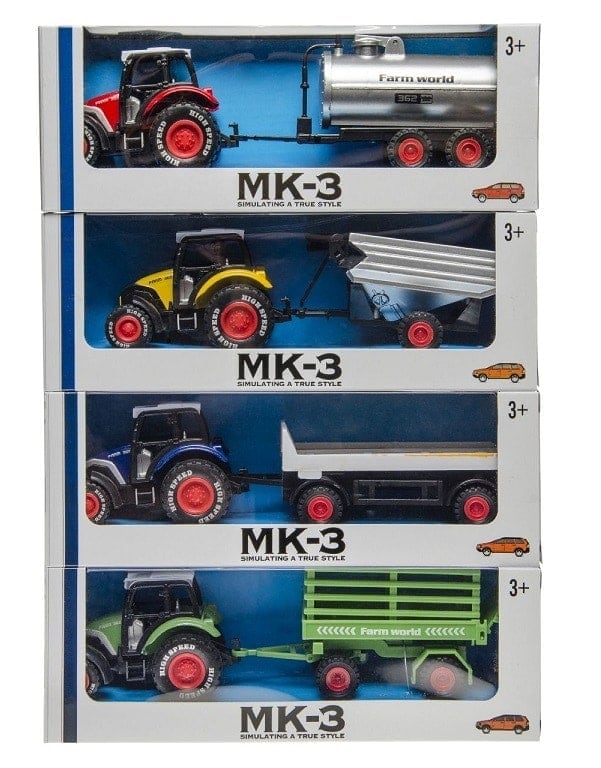 Metalen tractor + trailer. 4ass. Ebru Alkmaar