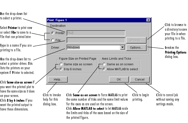 Graphical Interface Reference (Printing and Exporting Figures with MATLAB)