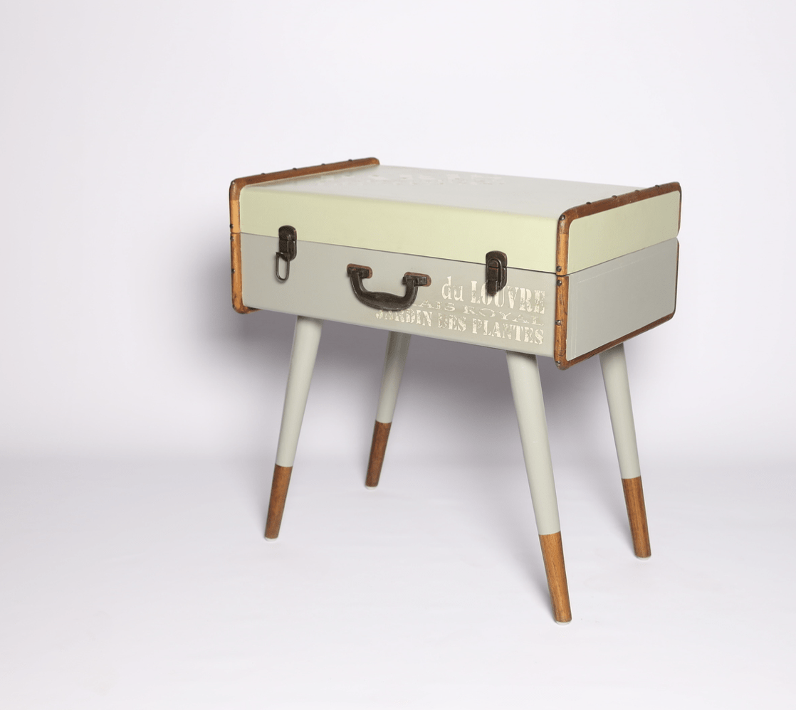 OLIVER GREEN RETRO LUGGAGE SIDE TABLE