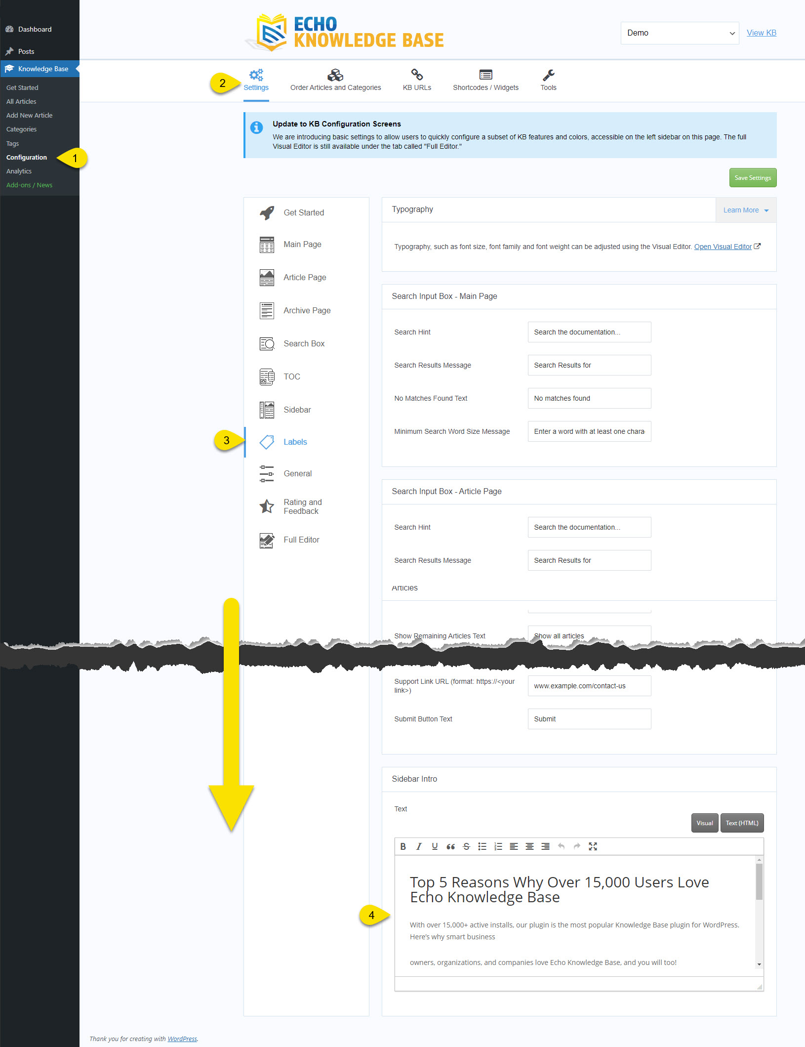 Sidebar Layout Echo Knowledge Base