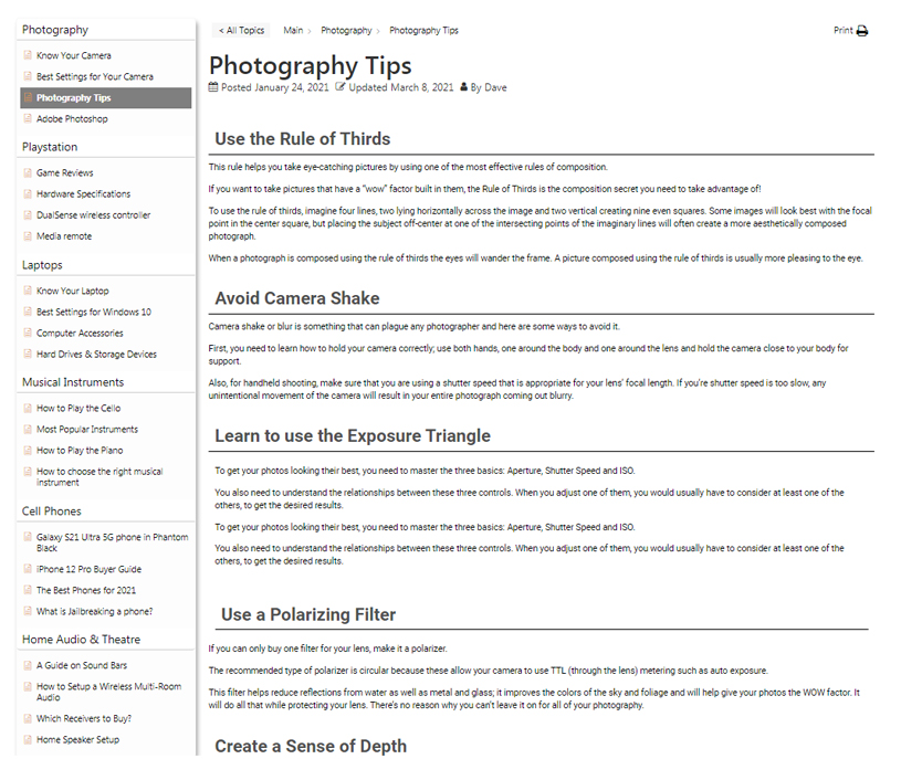 Sidebar Layout Echo Knowledge Base