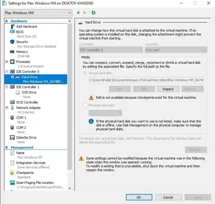How to add an external hard drive to virtual machine HyperV