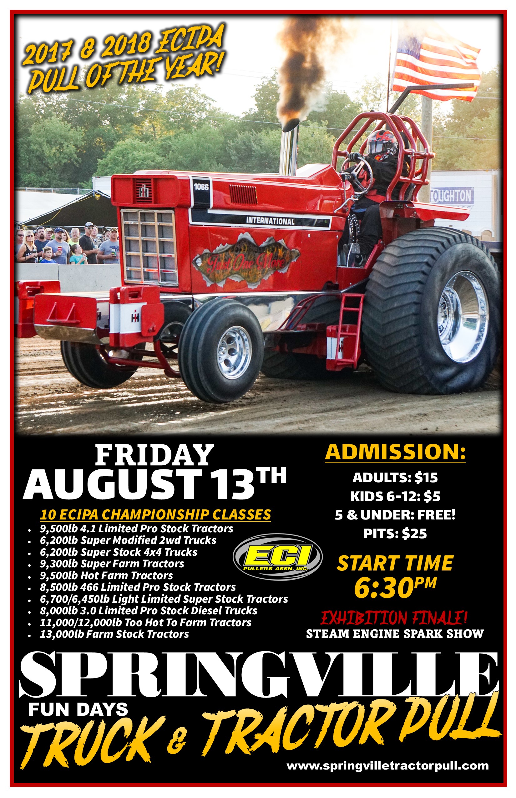Springville, Iowa Truck & Tractor Pull Friday August 13th, 2021