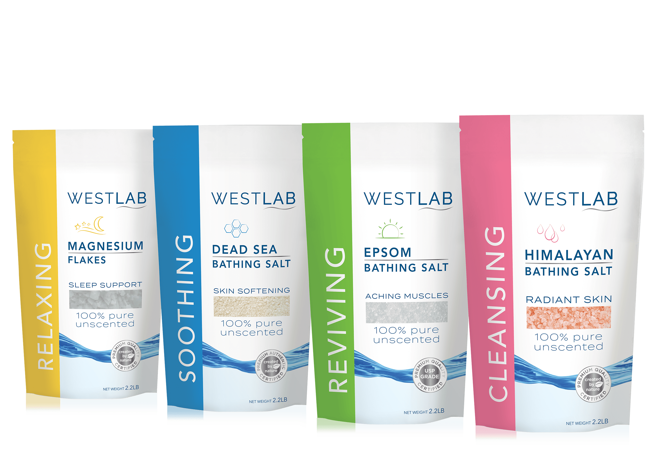 Westlab Bathing Salts Range USA ECJ Packaging Design