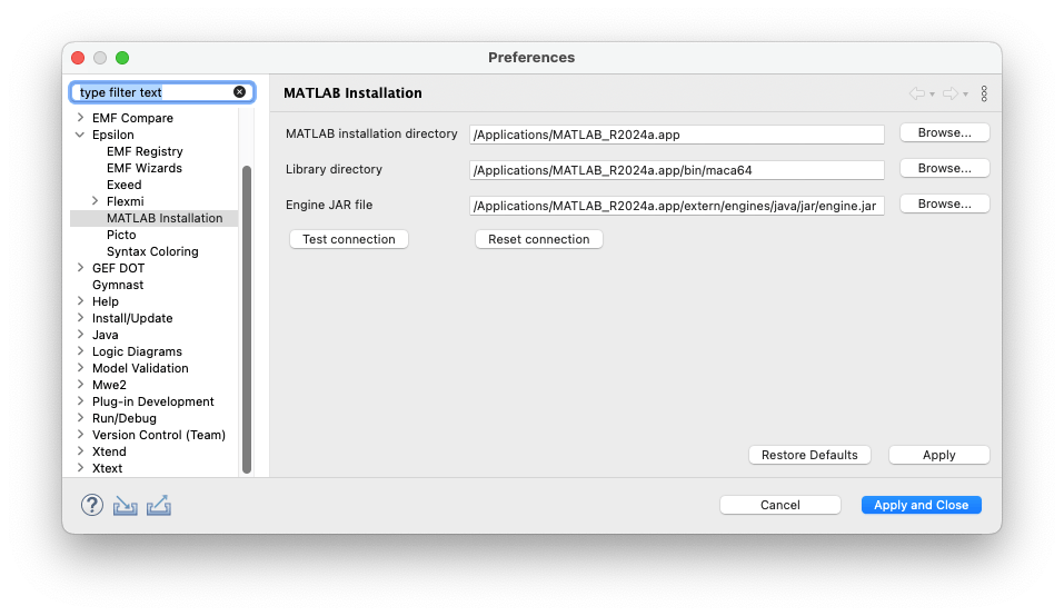 Where is preferences in eclipse on mac operfsaver
