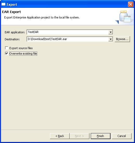 test plan Exporting a EAR module.