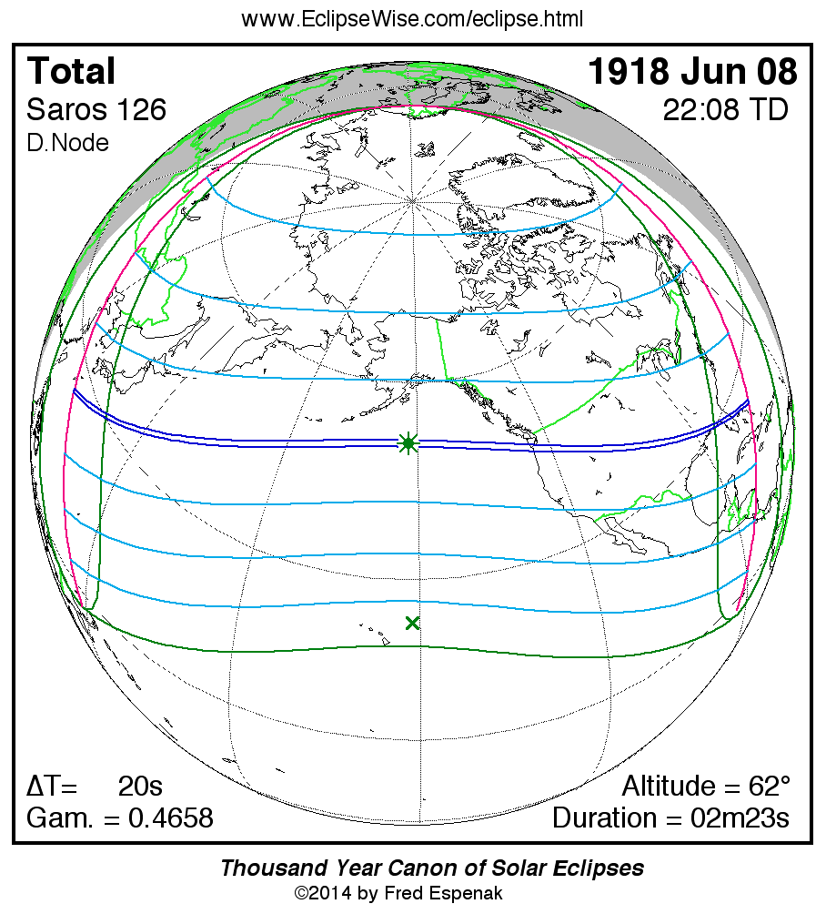 August 21 Solar Eclipse And 1918 Eclipse Map EclipseWise Total Solar Eclipse of 1918 Jun 08