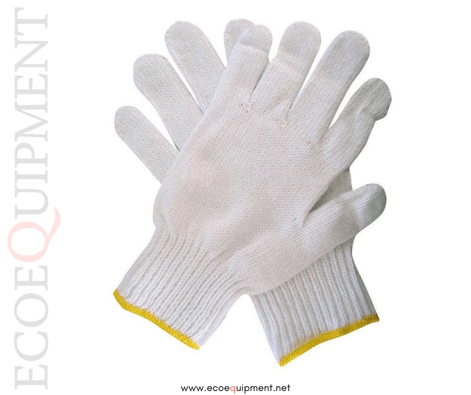 COTTON KNITTED GLOVES DIRTY WITH YELLOW EDGING Ecoequipment PPE