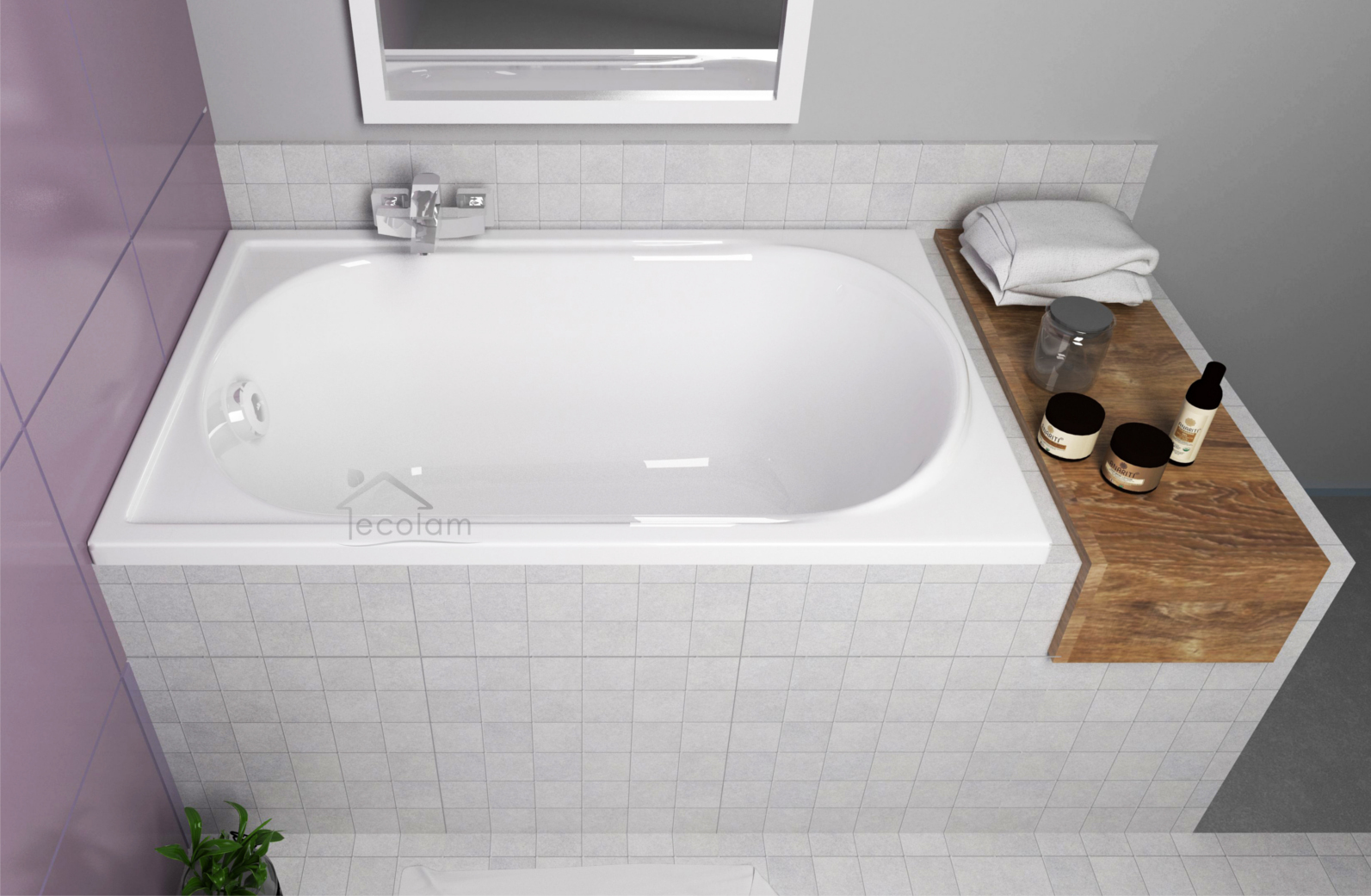 Badewanne Rechteck Mini 100x65 cm ECOLAM