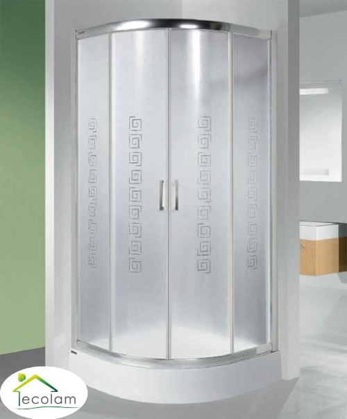 Duschkabine KP4 Dusche Viertelkreis Milchglas 90 x 90 x