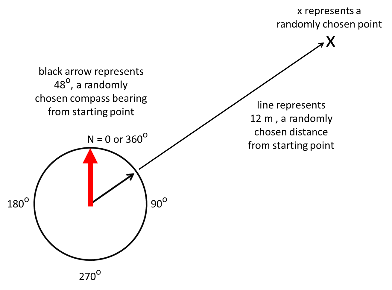 Random compass coordinates diagrams