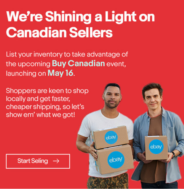 eBay to Canadian Sellers Prep for May 16th Campaign