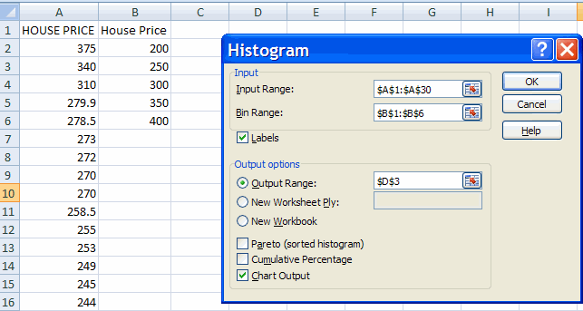 EXCEL Univariate Histogram