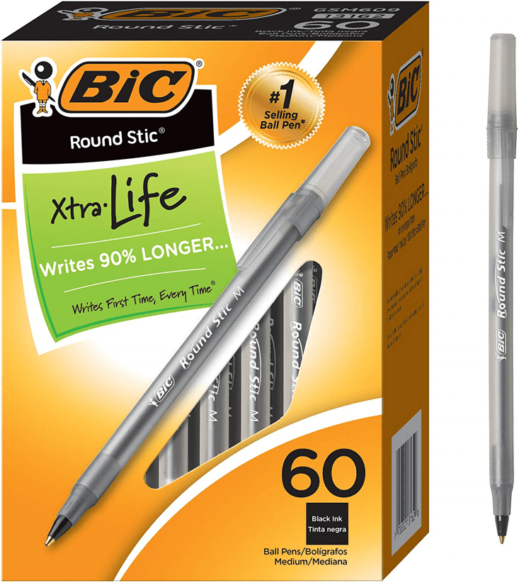 Bic Round Stick XtraLife Medium Black Econo Office & School