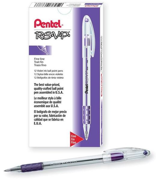 Pentel RSVP Ball Point Fine Violet Econo Office & School Supplies Ltd