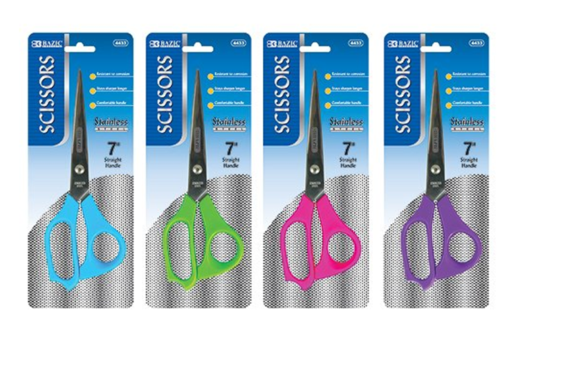 Bazic Stainless Steel 7 inch Scissors Econo Office & School Supplies Ltd