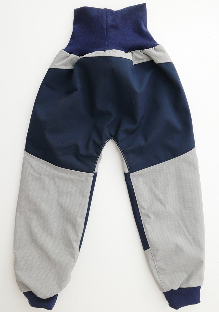 Regenhose Outdoorhose Canvas silbergrau / blau Gr. 104 ECOONI