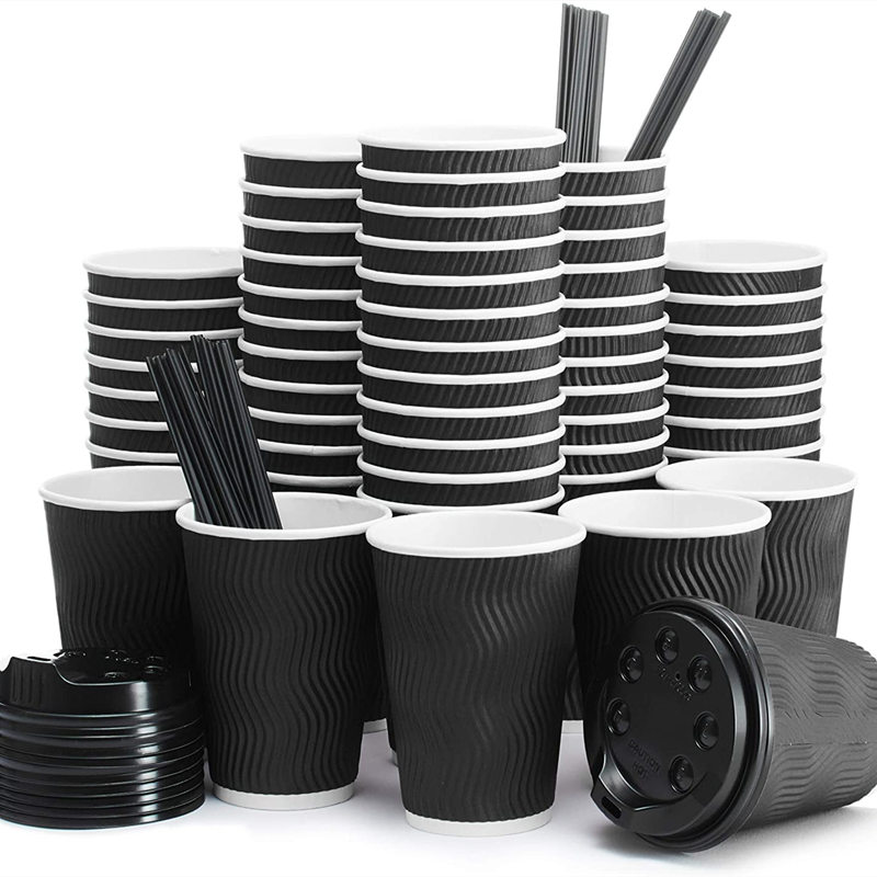 double wall paper cups, wholesale paper cups, 8oz ripple wall paper