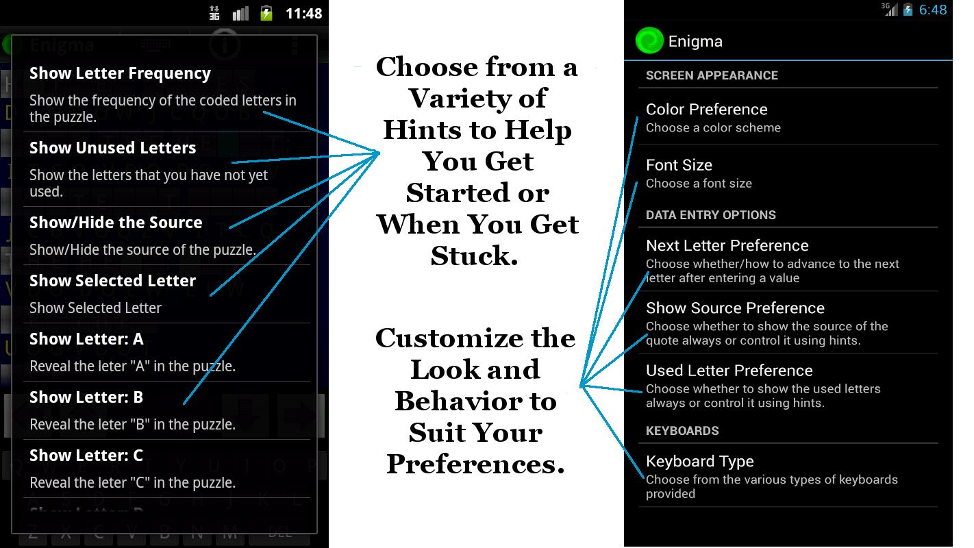 Enigma for Android (TM) Solve Cryptograms EC Software Consulting
