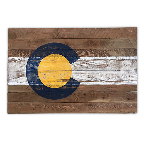 Colorado State Vintage Wooden Flag Colorful Colorado Handmade Flags